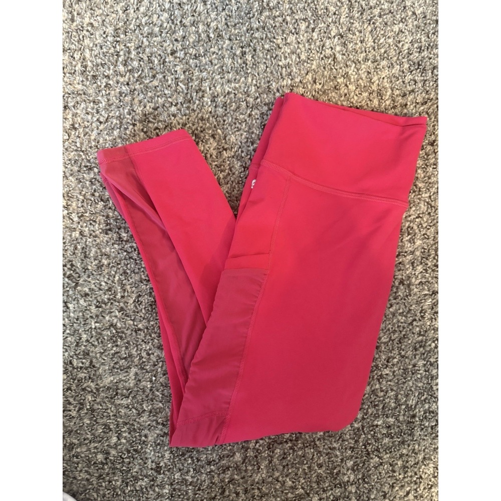 Fabletics Xl Powerhold Leggings Womens Hot Pink Pocket  Mesh Yoga Pants